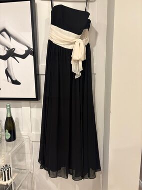 Alfred Angelo Black Strapless Gown with Ivory Sash